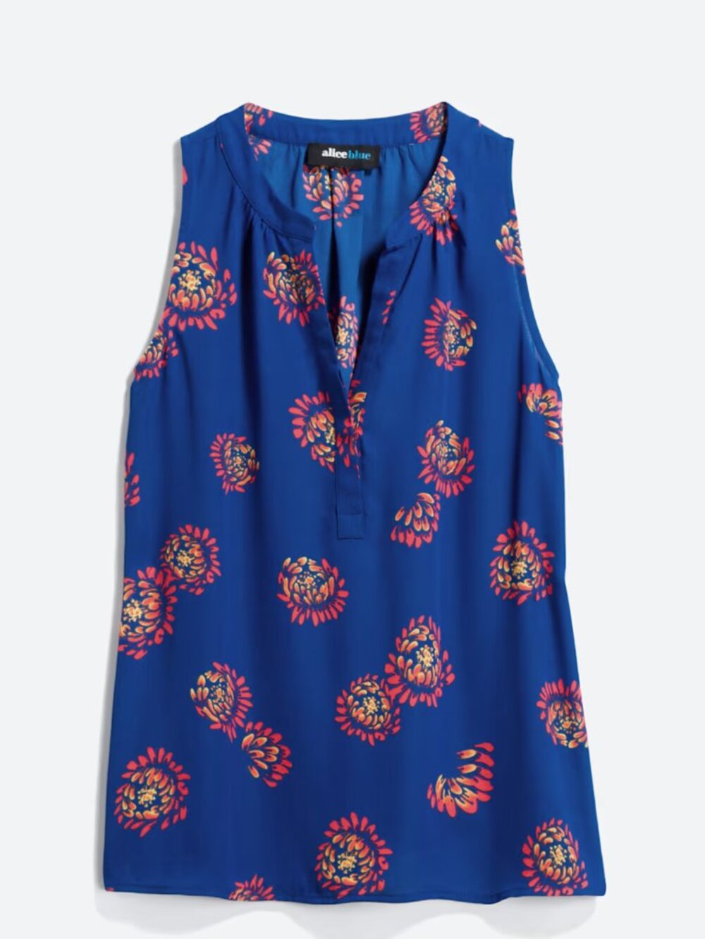 Alice Blue Royal Blue Sleeveless Floral V-Neck Camisole
